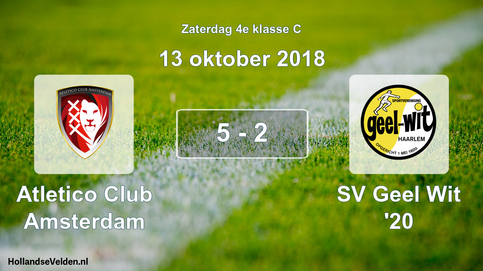 Gespeelde wedstrijd: Atletico Club Amsterdam - SV Geel Wit '20 5 - 2 (13 oktober 2018)