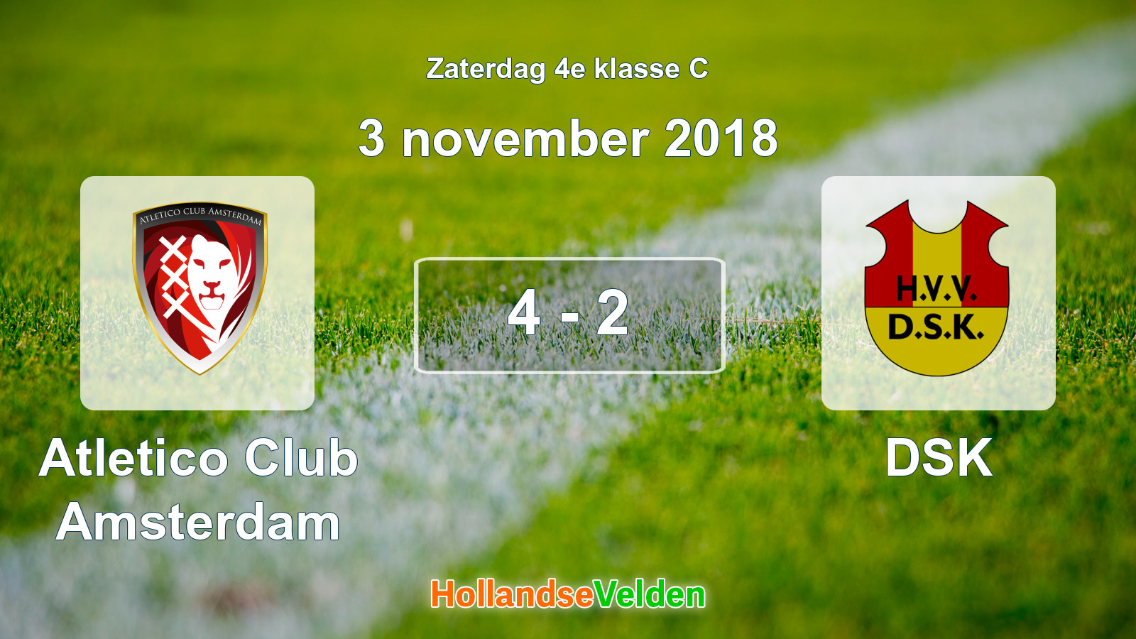 Gespeelde wedstrijd: Atletico Club Amsterdam - DSK 4 - 2 (3 november 2018)