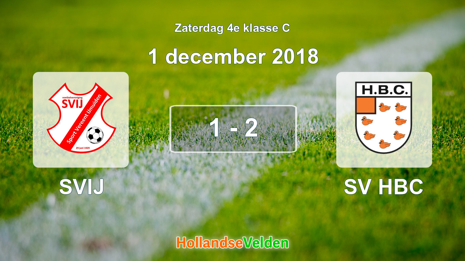 Gespeelde wedstrijd: SVIJ - SV HBC 1 - 2 (1 december 2018)