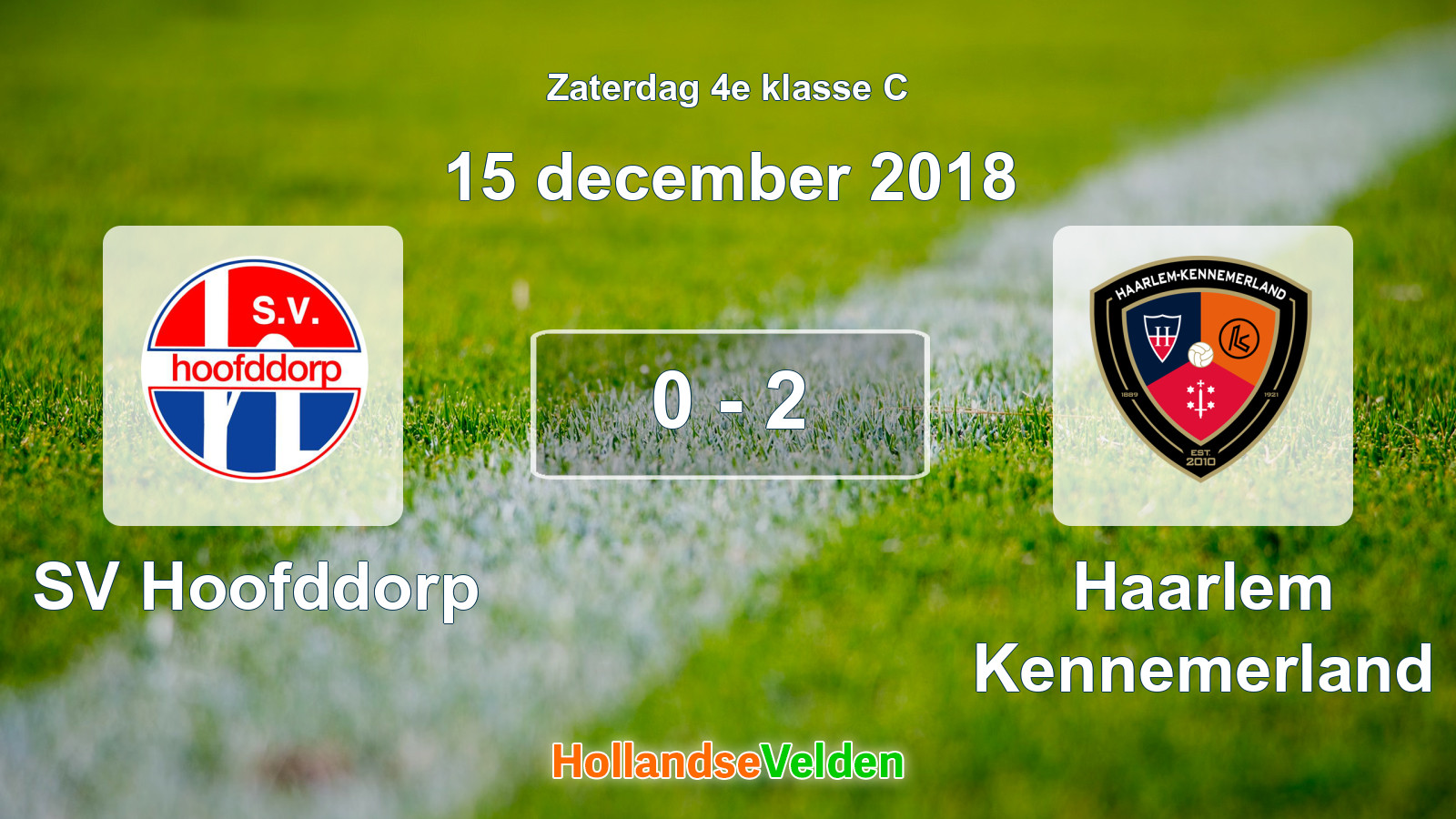 Gespeelde wedstrijd: SV Hoofddorp - Haarlem Kennemerland 0 - 2 (15 december 2018)