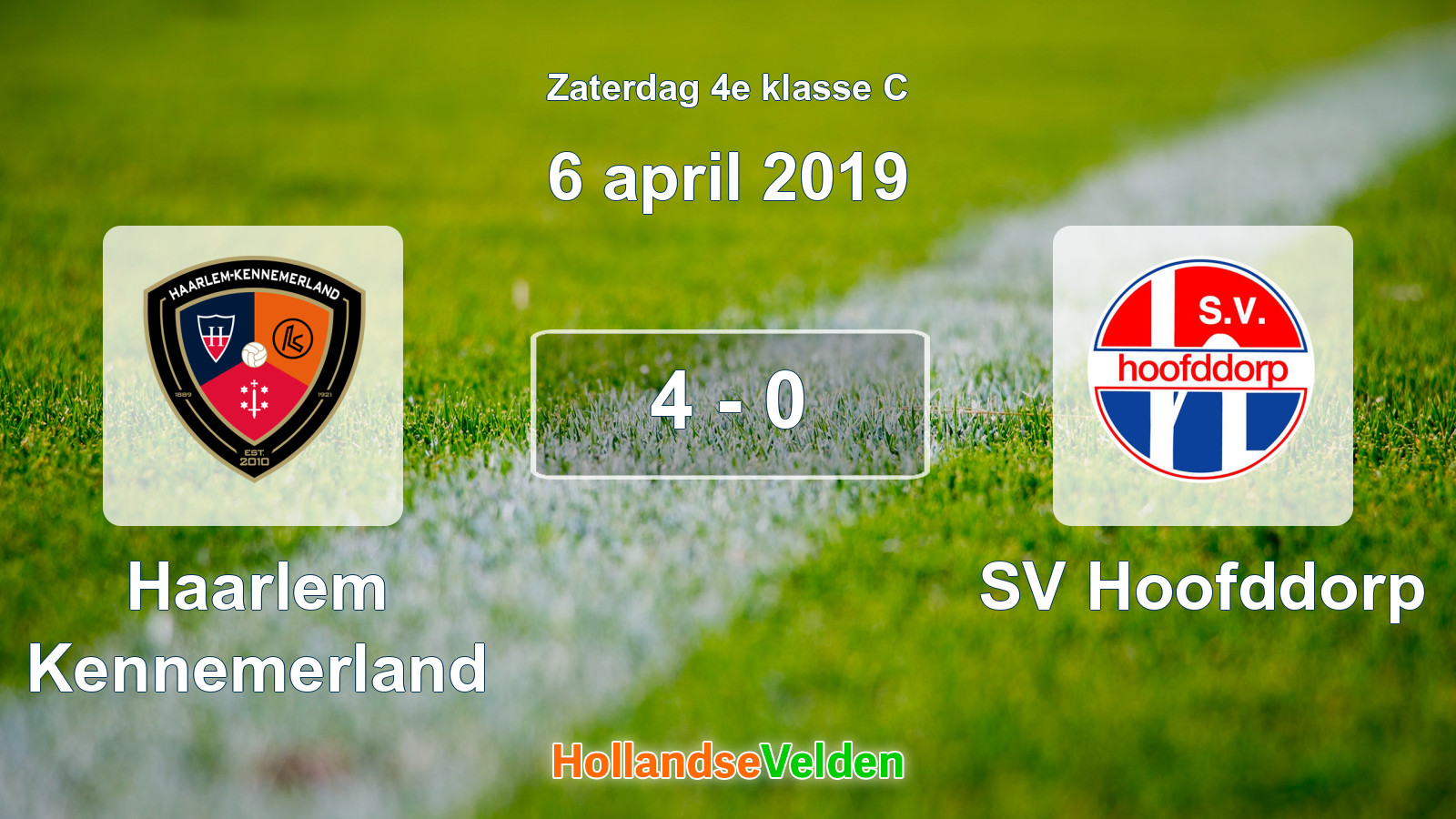 Gespeelde wedstrijd: Haarlem Kennemerland - SV Hoofddorp 4 - 0 (6 april 2019)