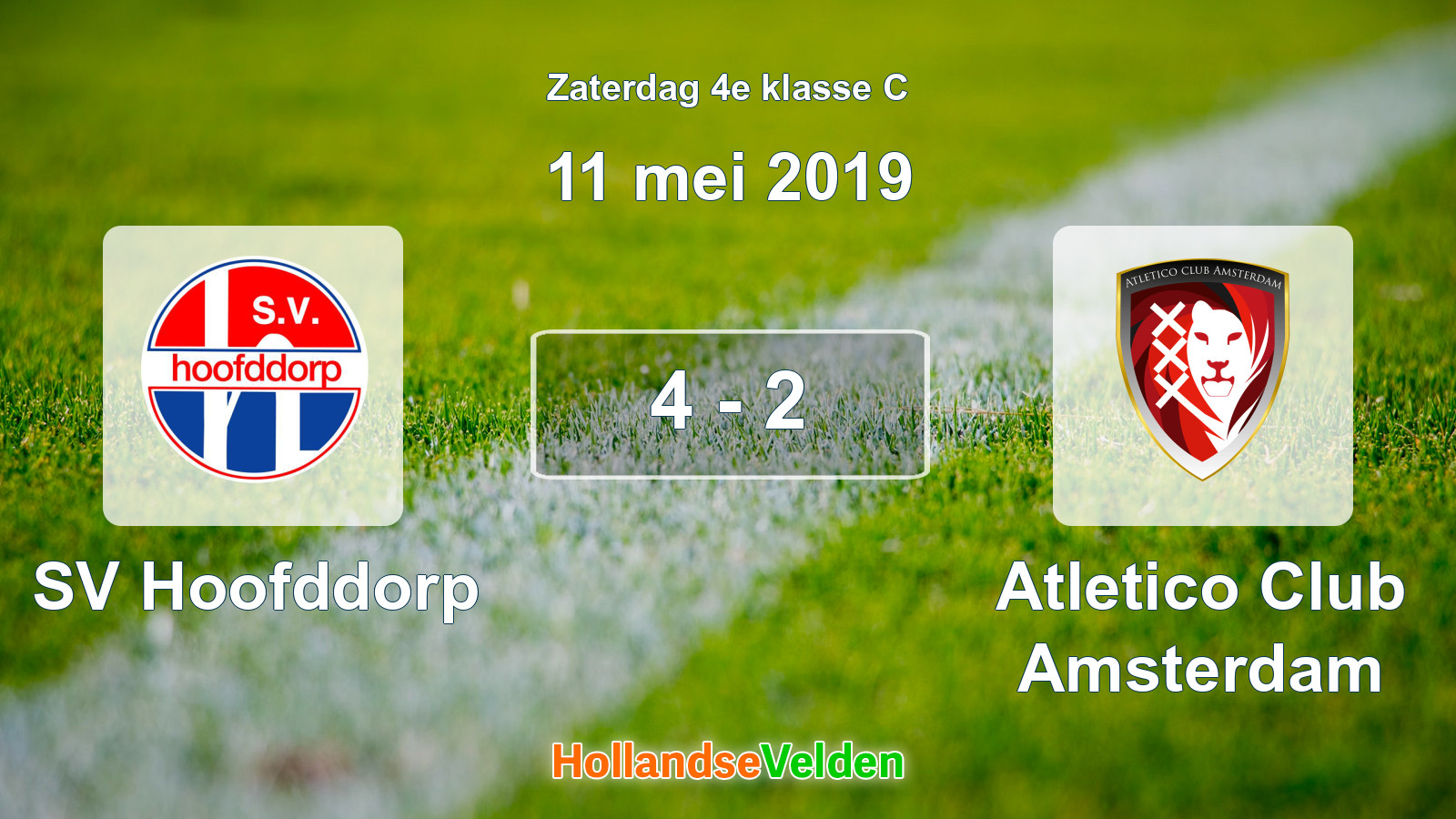 Gespeelde wedstrijd: SV Hoofddorp - Atletico Club Amsterdam 4 - 2 (11 mei 2019)