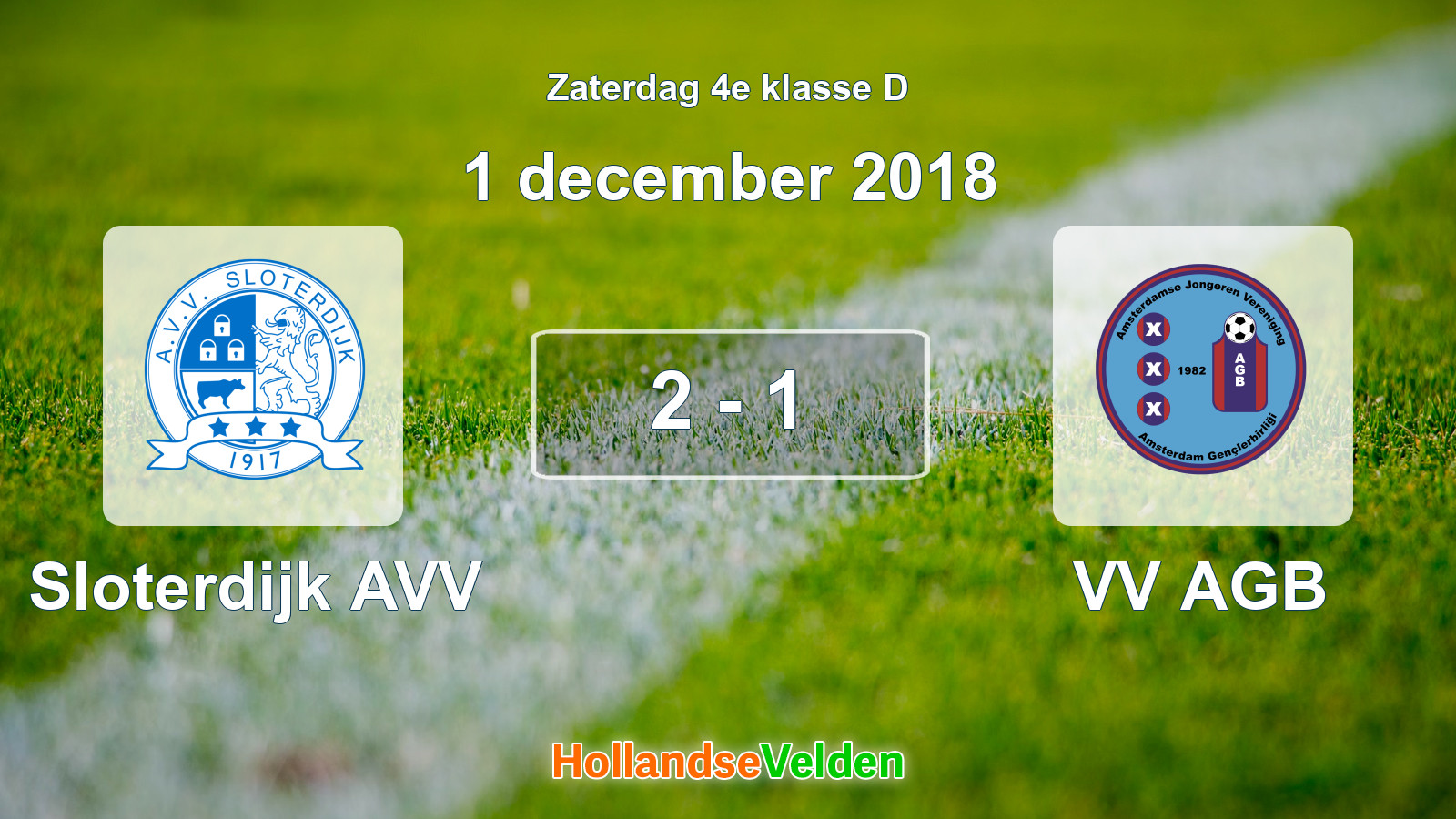 Gespeelde wedstrijd: Sloterdijk AVV - VV AGB 2 - 1 (1 december 2018)