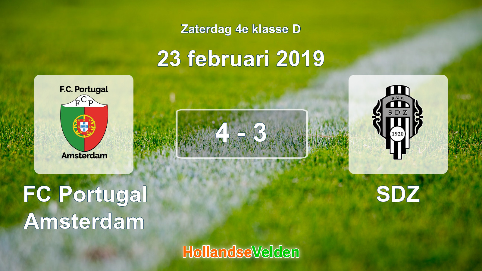 Gespeelde wedstrijd: FC Portugal Amsterdam - SDZ 4 - 3 (23 februari 2019)
