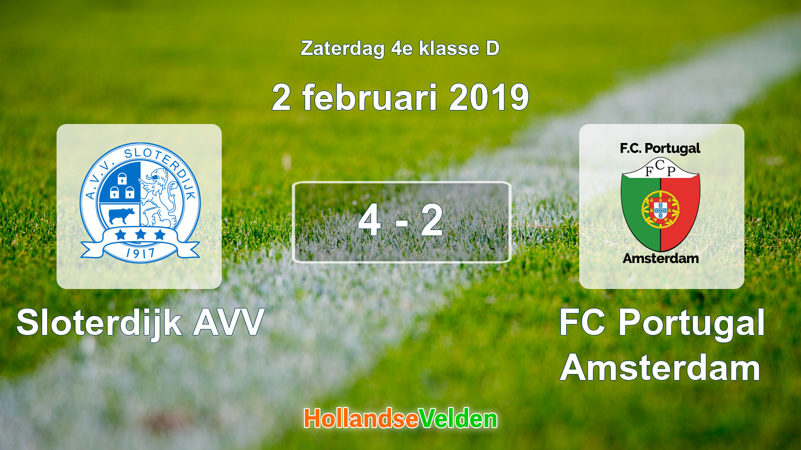 Gespeelde wedstrijd: Sloterdijk AVV - FC Portugal Amsterdam 4 - 2 (2 februari 2019)