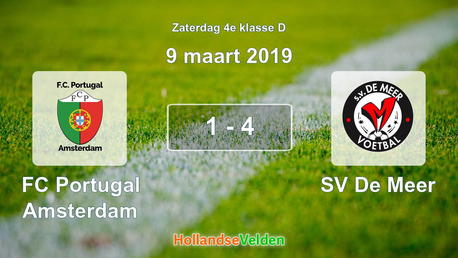 Gespeelde wedstrijd: FC Portugal Amsterdam - SV De Meer 1 - 4 (9 maart 2019)