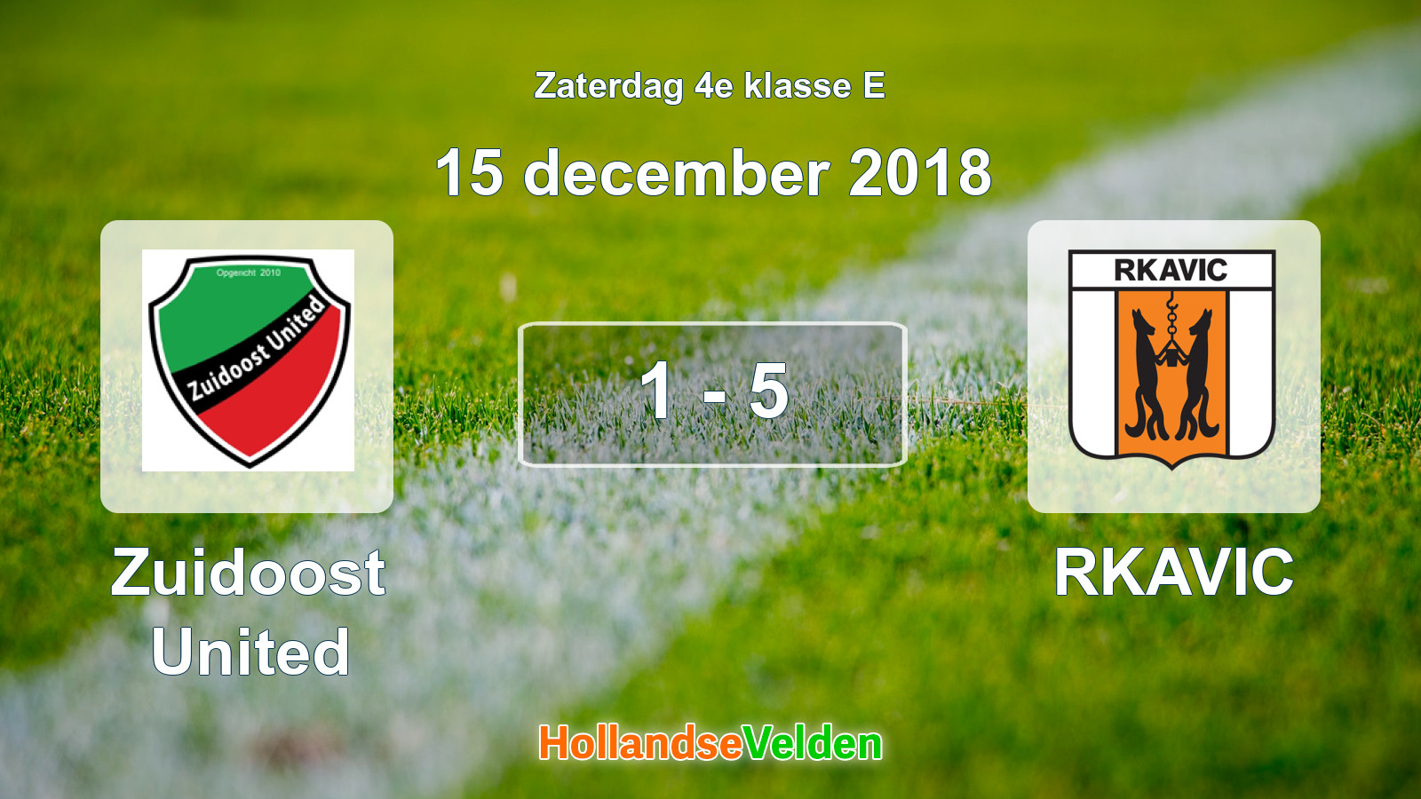 Gespeelde wedstrijd: Zuidoost United - RKAVIC 1 - 5 (15 december 2018)