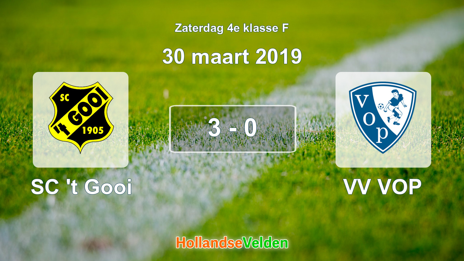 Gespeelde wedstrijd: SC 't Gooi - VV VOP 3 - 0 (30 maart 2019)