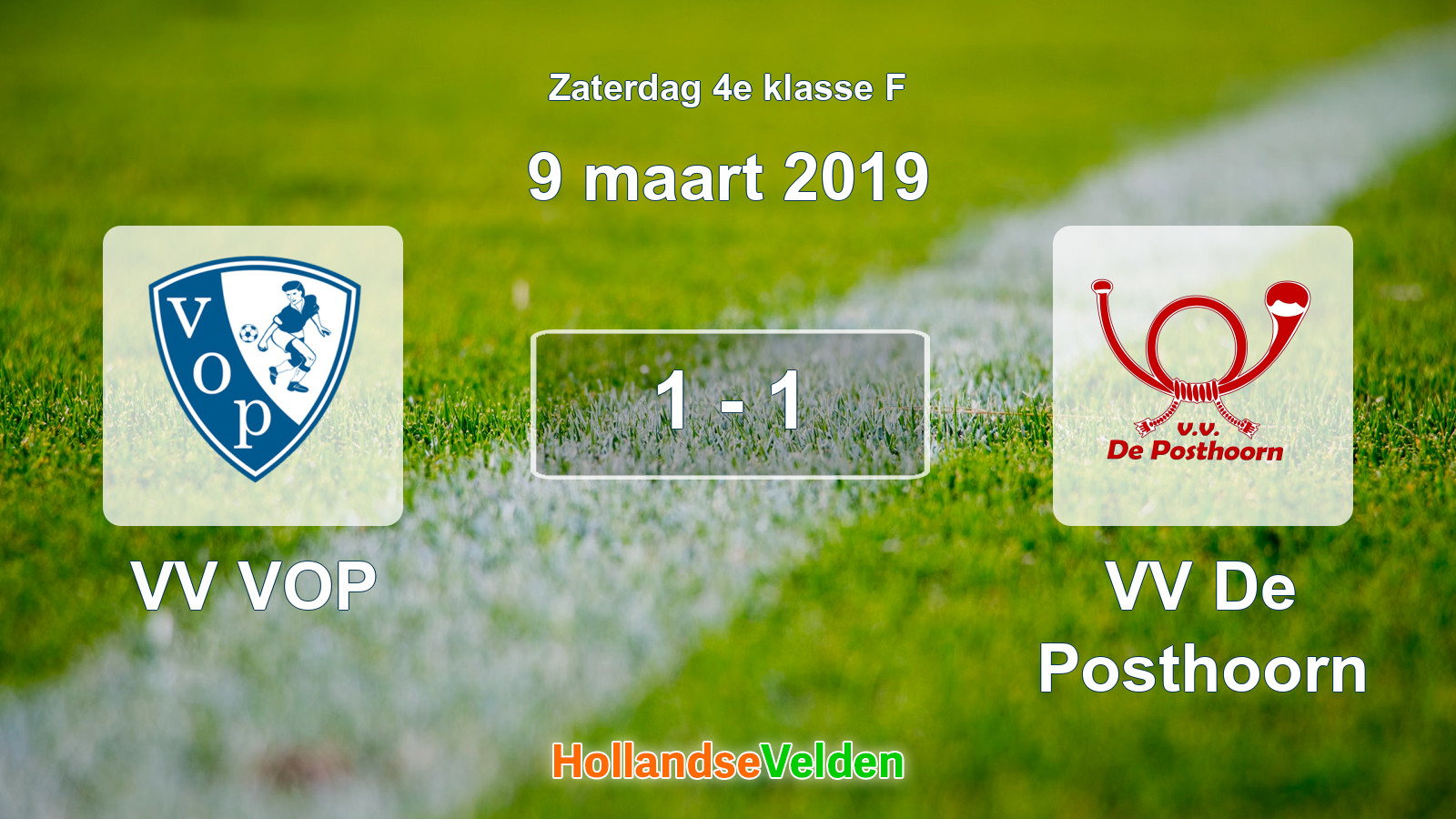 Gespeelde wedstrijd: VV VOP - VV De Posthoorn 1 - 1 (9 maart 2019)