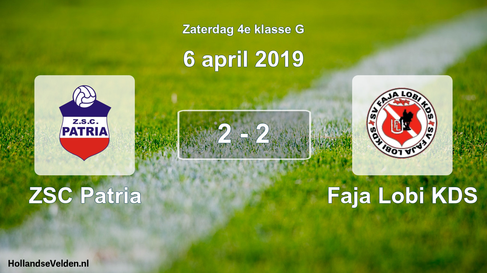 Gespeelde wedstrijd: ZSC Patria - Faja Lobi KDS 2 - 2 (6 april 2019)