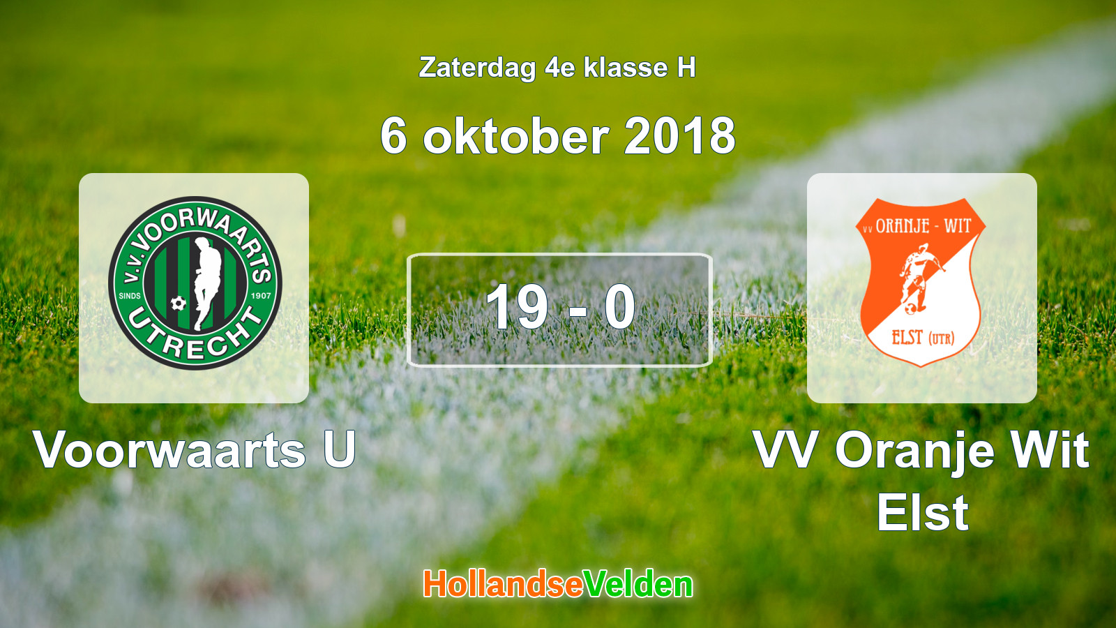 Gespeelde wedstrijd: Voorwaarts U - VV Oranje Wit Elst 19 - 0 (6 oktober 2018)