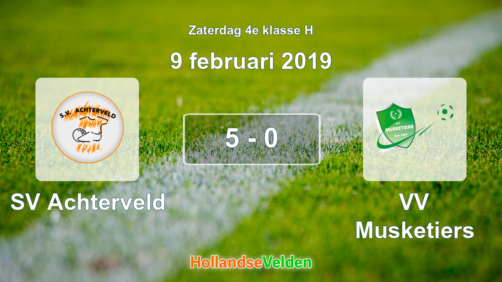 Gespeelde wedstrijd: SV Achterveld - VV Musketiers 5 - 0 (9 februari 2019)
