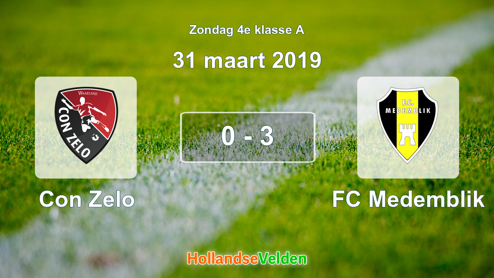 Gespeelde wedstrijd: Con Zelo - FC Medemblik 0 - 3 (31 maart 2019)