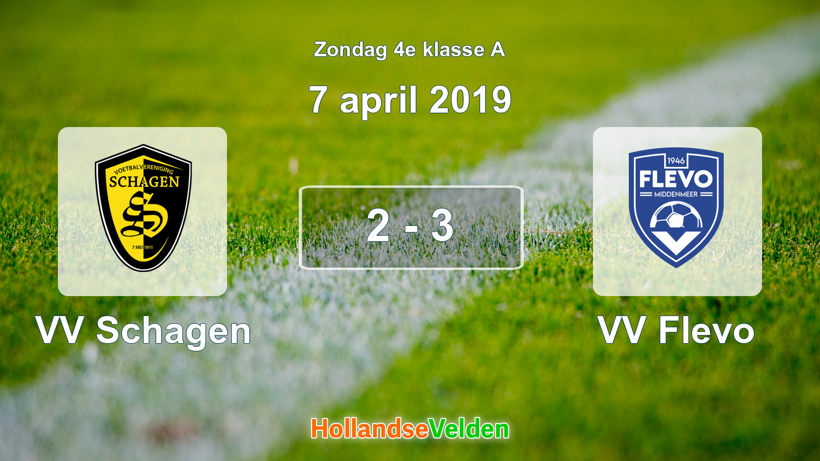 Gespeelde wedstrijd: VV Schagen - VV Flevo 2 - 3 (7 april 2019)