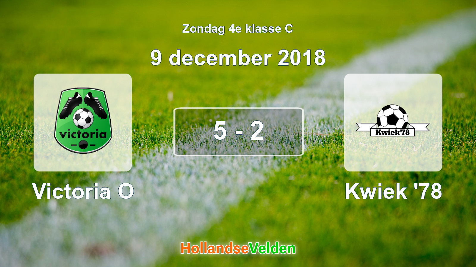 Gespeelde wedstrijd: Victoria O - Kwiek '78 5 - 2 (9 december 2018)