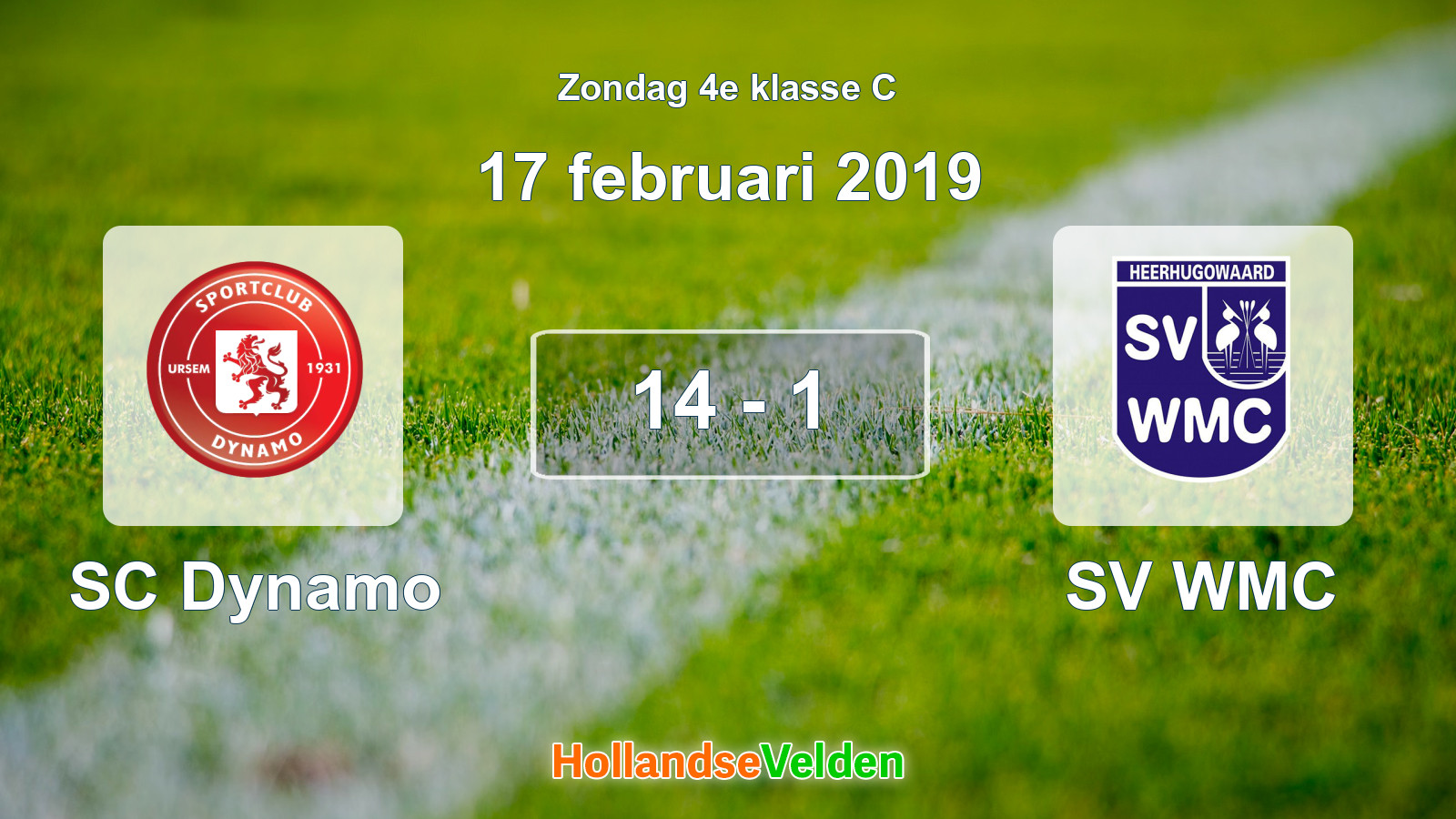 Gespeelde wedstrijd: SC Dynamo - SV WMC 14 - 1 (17 februari 2019)