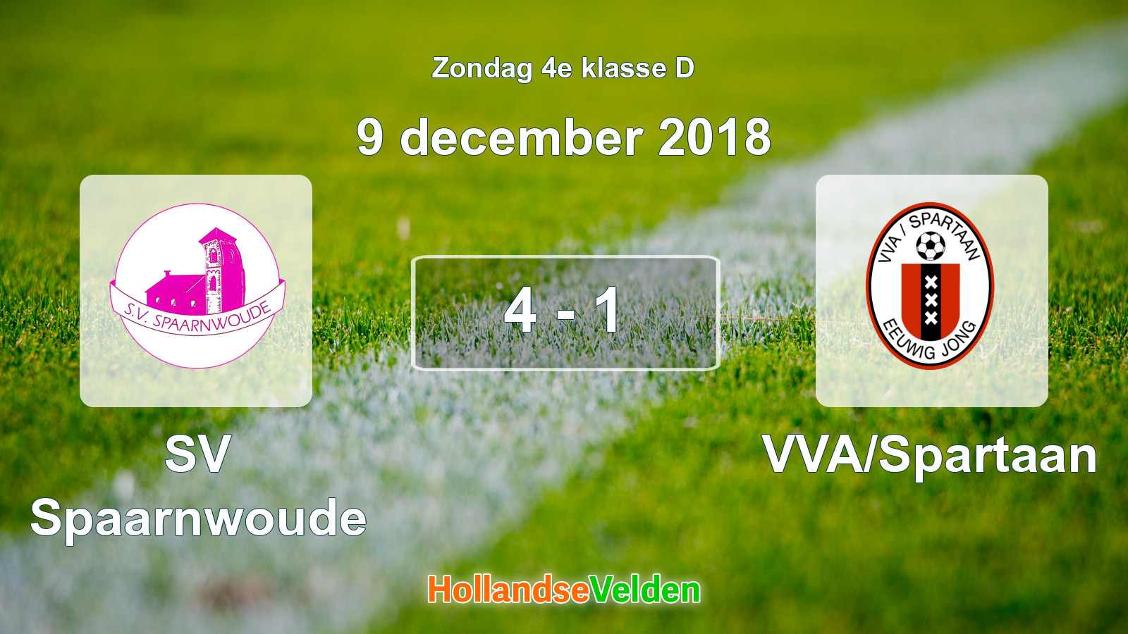 Gespeelde wedstrijd: SV Spaarnwoude - VVA/Spartaan 4 - 1 (9 december 2018)