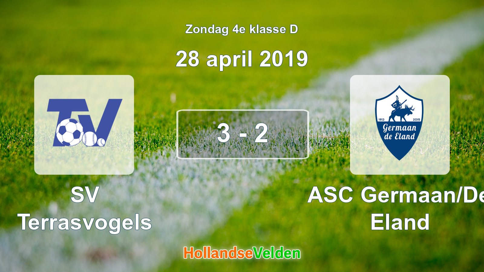 Gespeelde wedstrijd: SV Terrasvogels - ASC Germaan/De Eland 3 - 2 (28 april 2019)