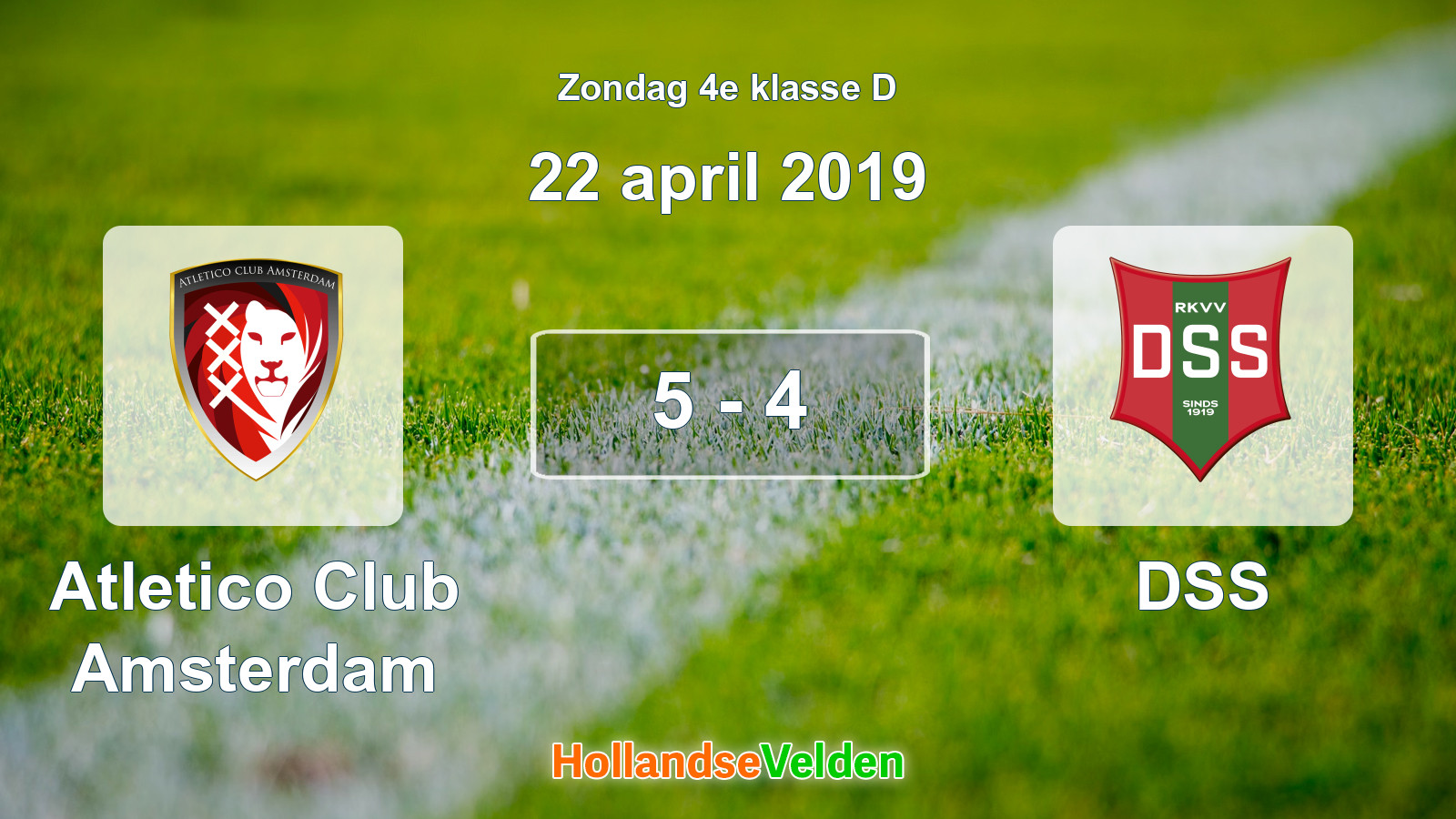 Gespeelde wedstrijd: Atletico Club Amsterdam - DSS 5 - 4 (22 april 2019)