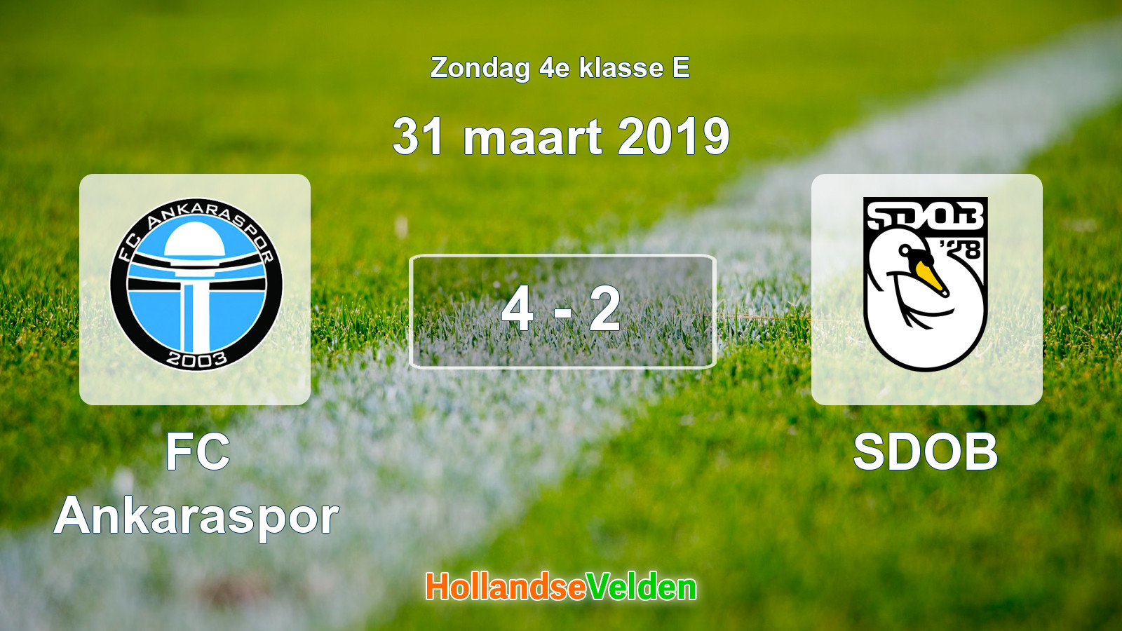 Gespeelde wedstrijd: FC Ankaraspor - SDOB 4 - 2 (31 maart 2019)