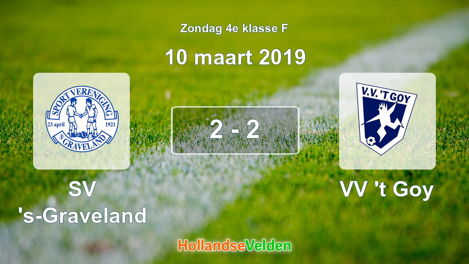 Gespeelde wedstrijd: SV 's-Graveland - VV 't Goy 2 - 2 (10 maart 2019)