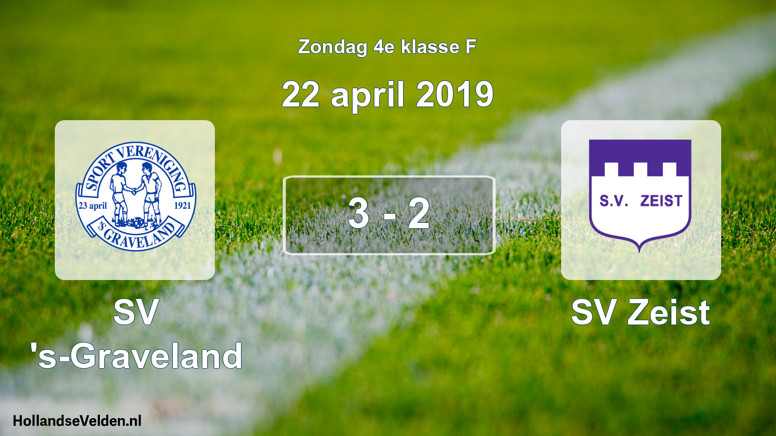 Gespeelde wedstrijd: SV 's-Graveland - SV Zeist 3 - 2 (22 april 2019)