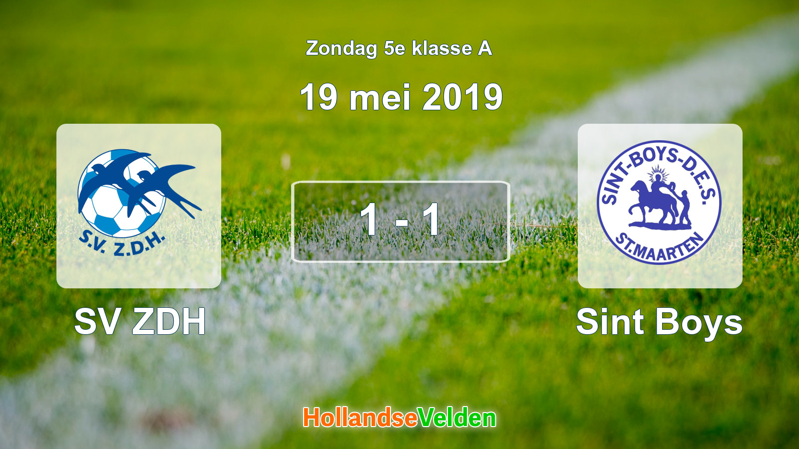 Gespeelde wedstrijd: SV ZDH - Sint Boys 1 - 1 (19 mei 2019)