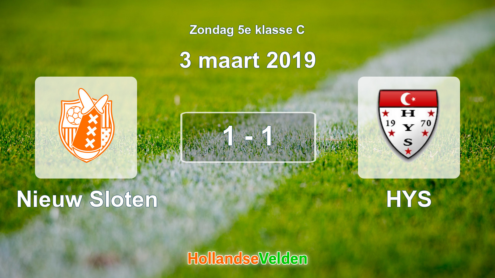Gespeelde wedstrijd: Nieuw Sloten - HYS 1 - 1 (3 maart 2019)