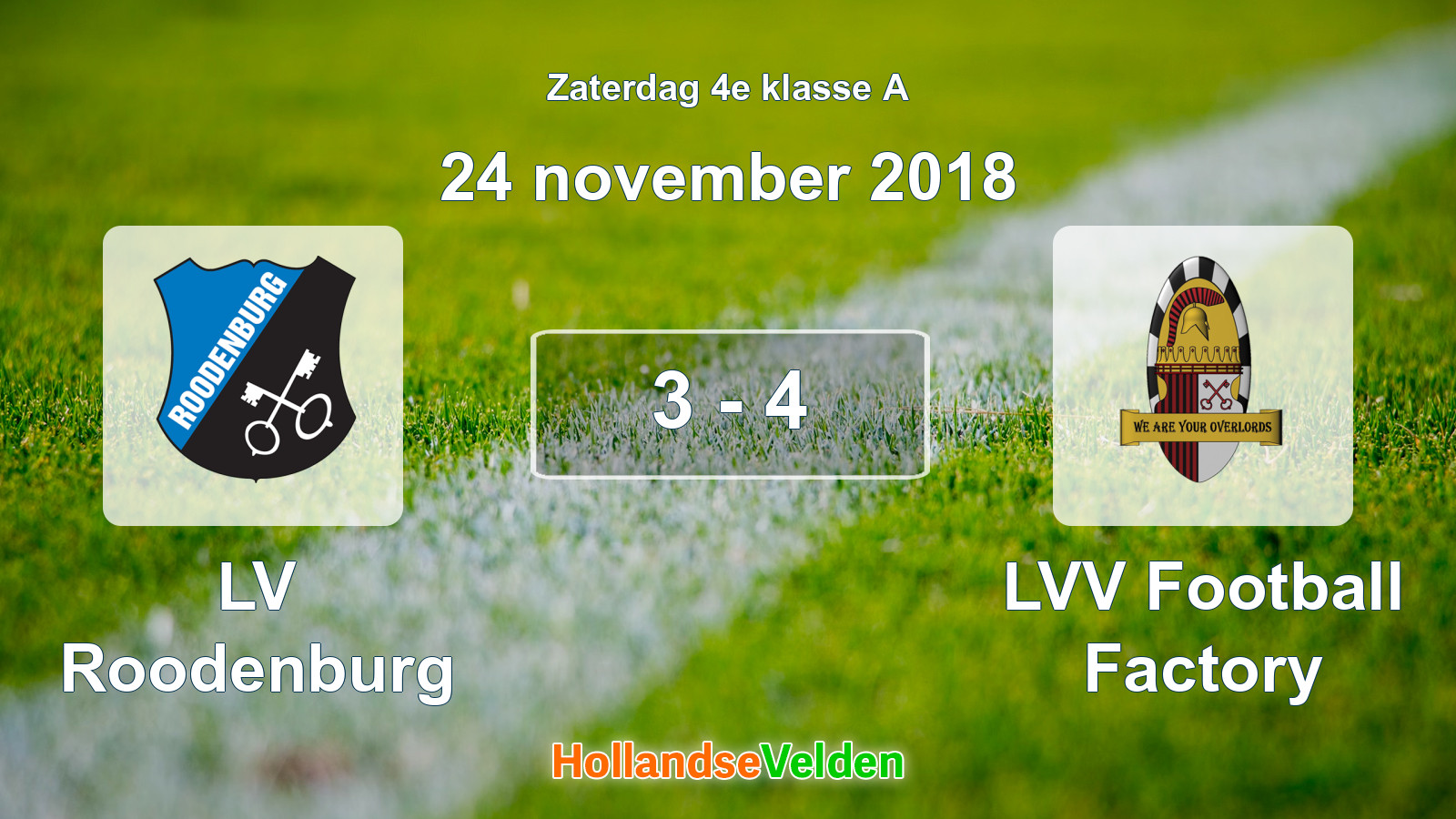 Gespeelde wedstrijd: LV Roodenburg - LVV Football Factory 3 - 4 (24 november 2018)