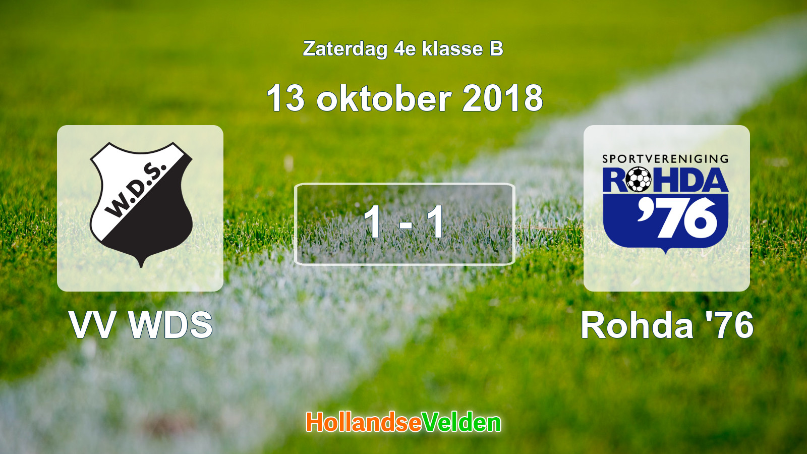 Gespeelde wedstrijd: VV WDS - Rohda '76 1 - 1 (13 oktober 2018)