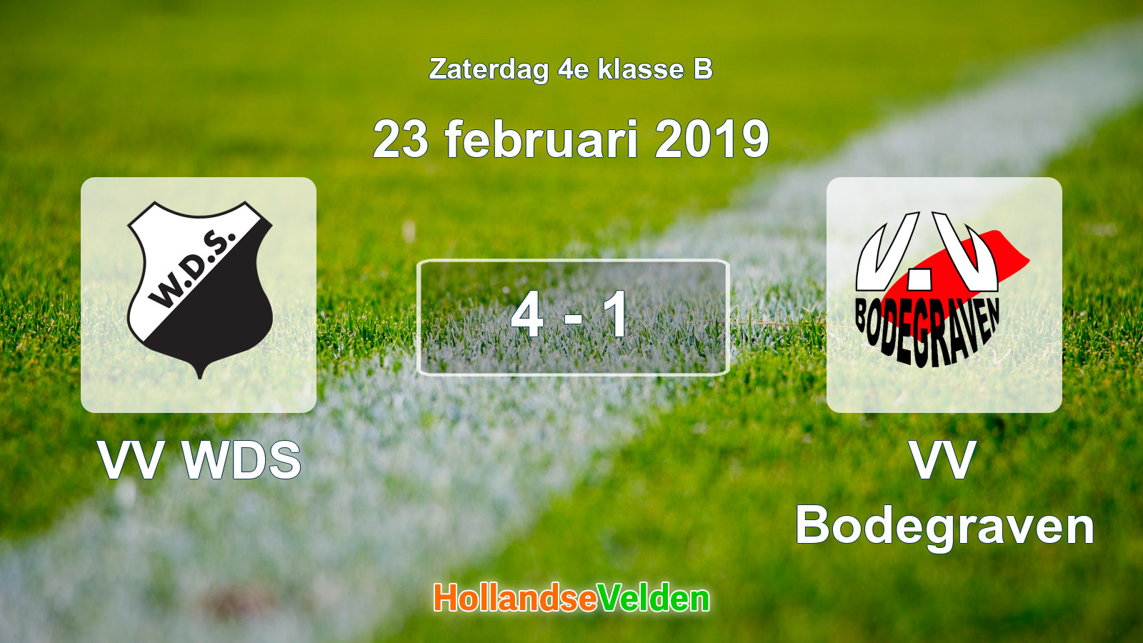 Gespeelde wedstrijd: VV WDS - VV Bodegraven 4 - 1 (23 februari 2019)