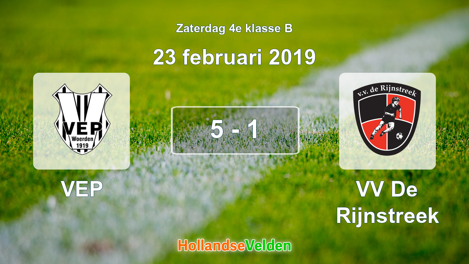 Gespeelde wedstrijd: VEP - VV De Rijnstreek 5 - 1 (23 februari 2019)
