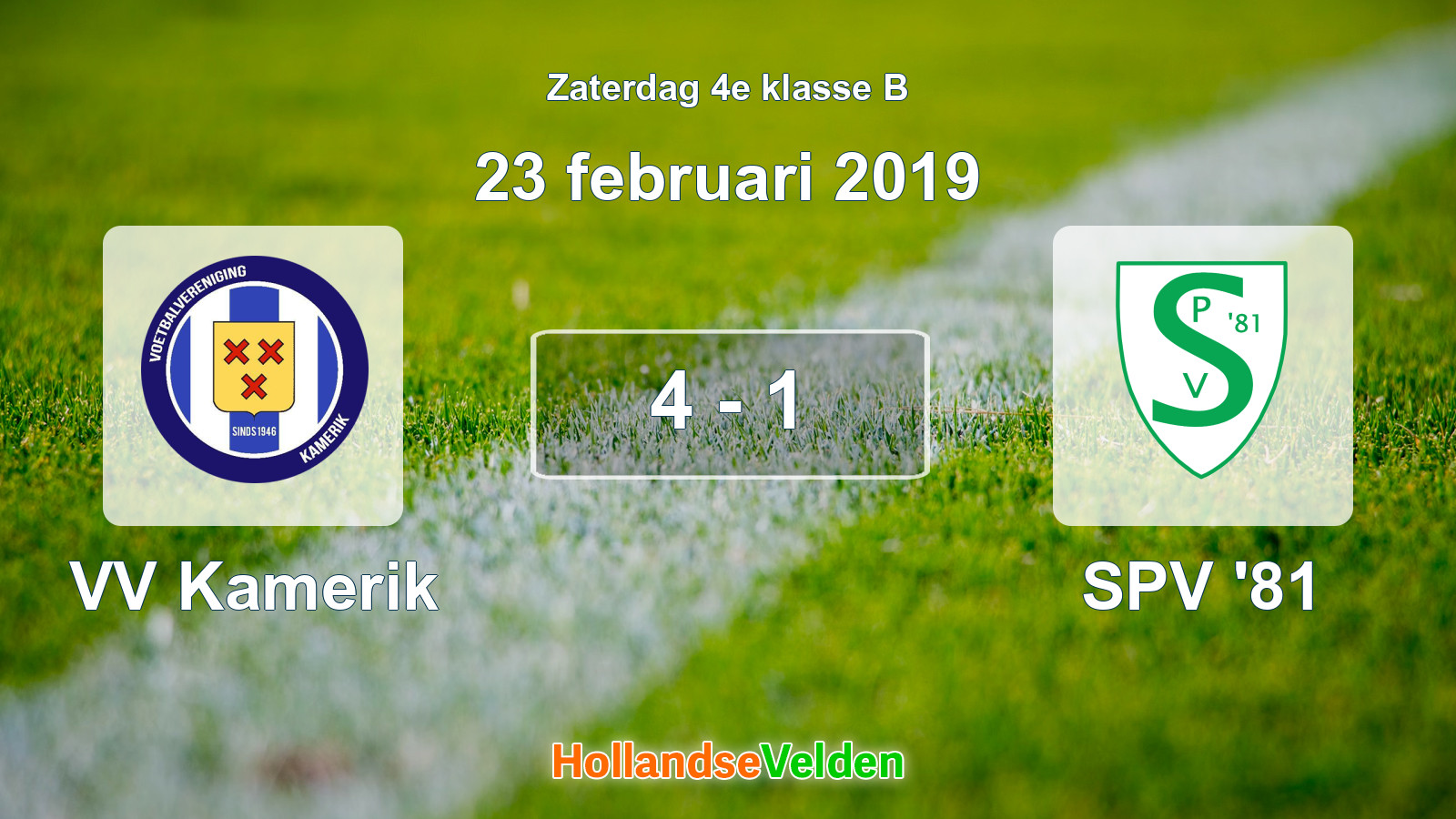 Gespeelde wedstrijd: VV Kamerik - SPV '81 4 - 1 (23 februari 2019)