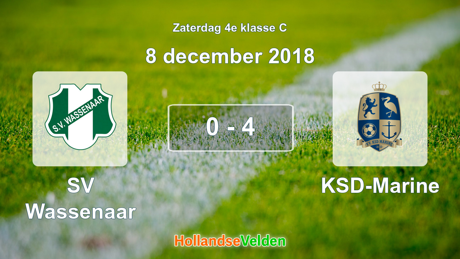 Gespeelde wedstrijd: SV Wassenaar - KSD-Marine 0 - 4 (8 december 2018)