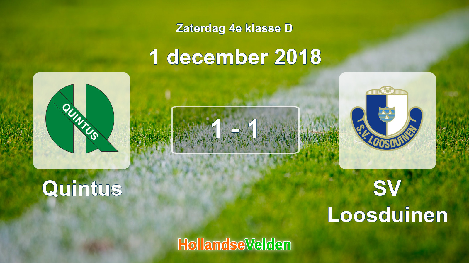 Gespeelde wedstrijd: Quintus - SV Loosduinen 1 - 1 (1 december 2018)