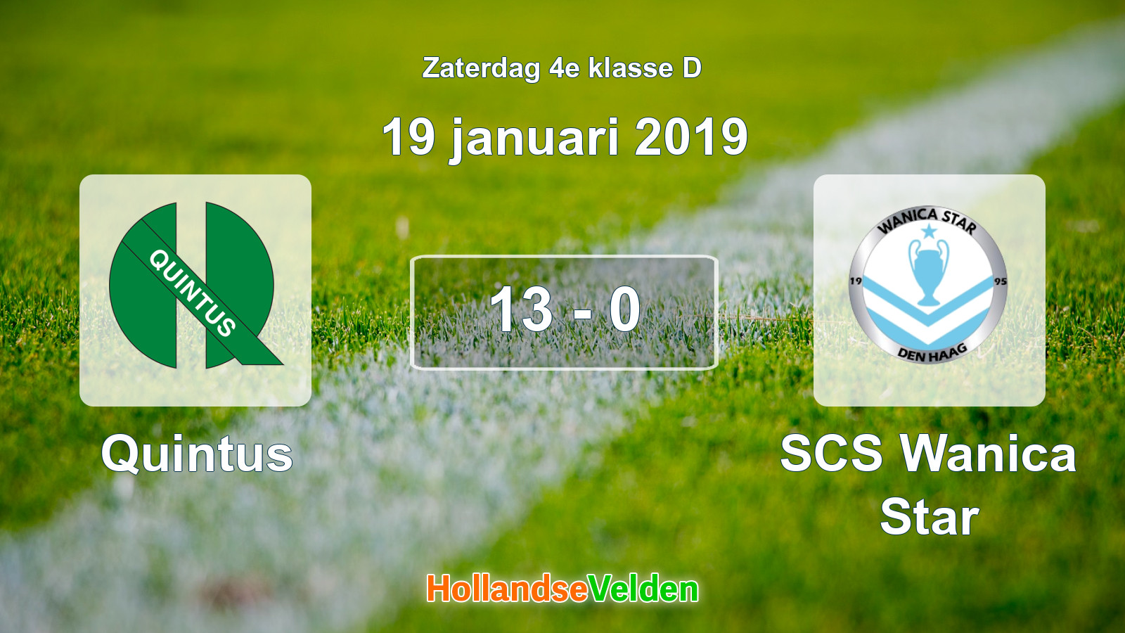 Gespeelde wedstrijd: Quintus - SCS Wanica Star 13 - 0 (19 januari 2019)