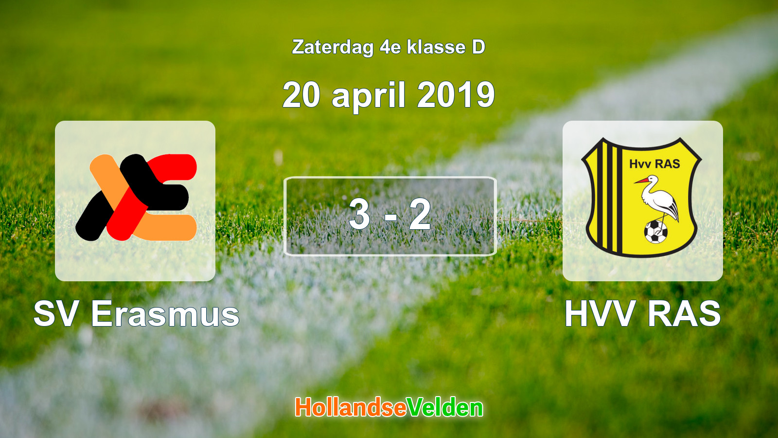Gespeelde wedstrijd: SV Erasmus - HVV RAS 3 - 2 (20 april 2019)