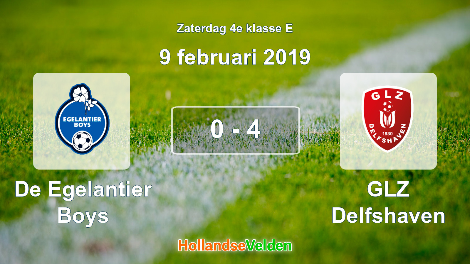 Gespeelde wedstrijd: De Egelantier Boys - GLZ Delfshaven 0 - 4 (9 februari 2019)