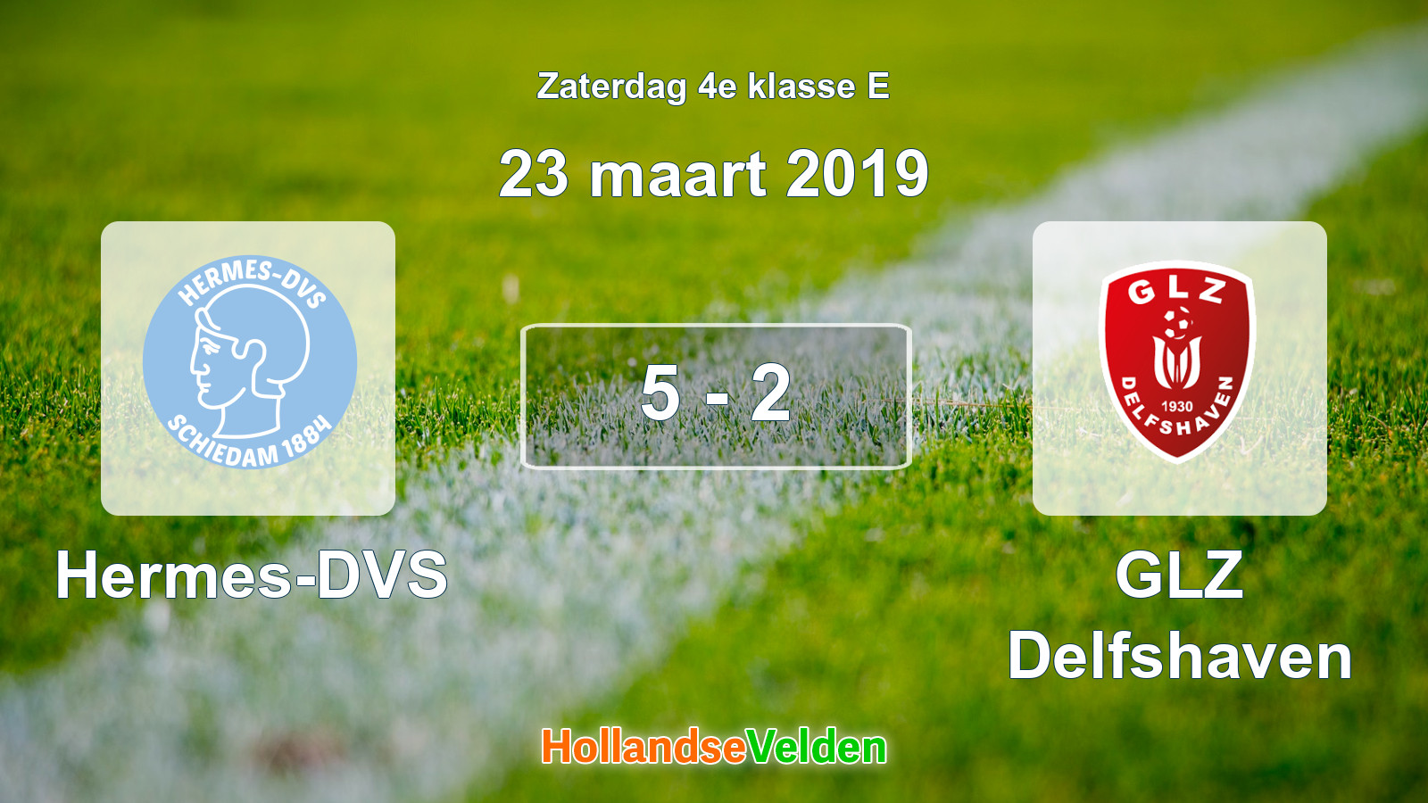 Gespeelde wedstrijd: Hermes-DVS - GLZ Delfshaven 5 - 2 (23 maart 2019)