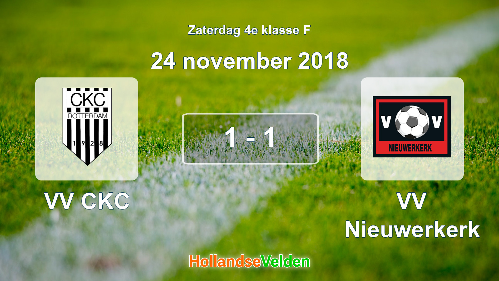 Gespeelde wedstrijd: VV CKC - VV Nieuwerkerk 1 - 1 (24 november 2018)