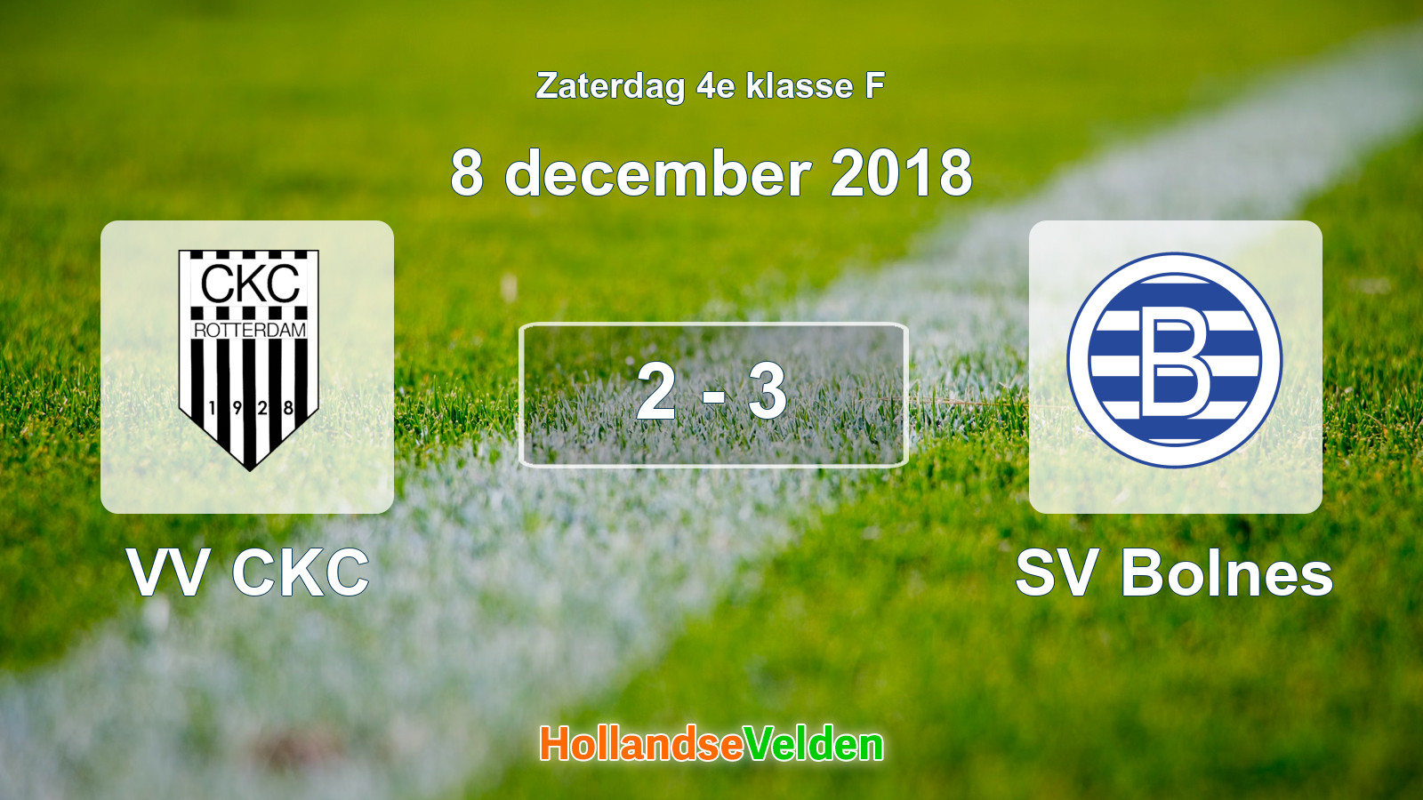 Gespeelde wedstrijd: VV CKC - SV Bolnes 2 - 3 (8 december 2018)