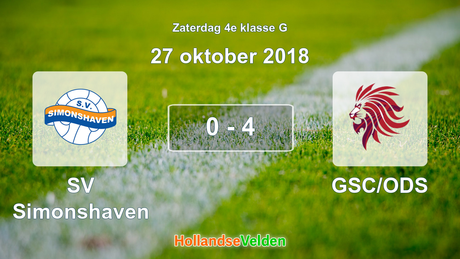 Gespeelde wedstrijd: SV Simonshaven - GSC/ODS 0 - 4 (27 oktober 2018)