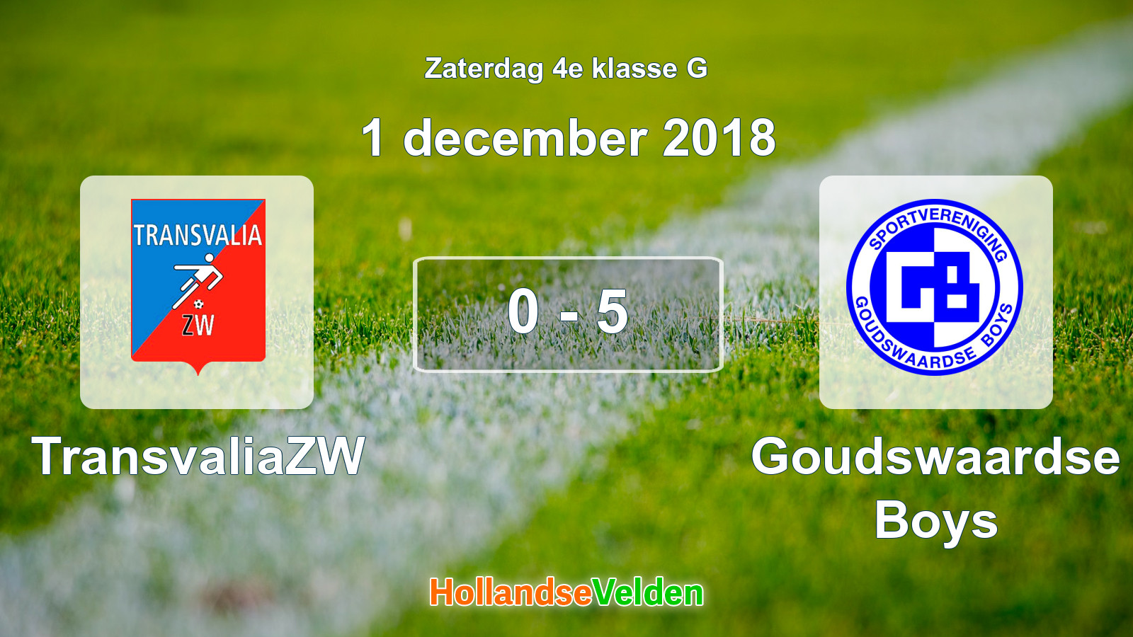 Gespeelde wedstrijd: TransvaliaZW - Goudswaardse Boys 0 - 5 (1 december 2018)
