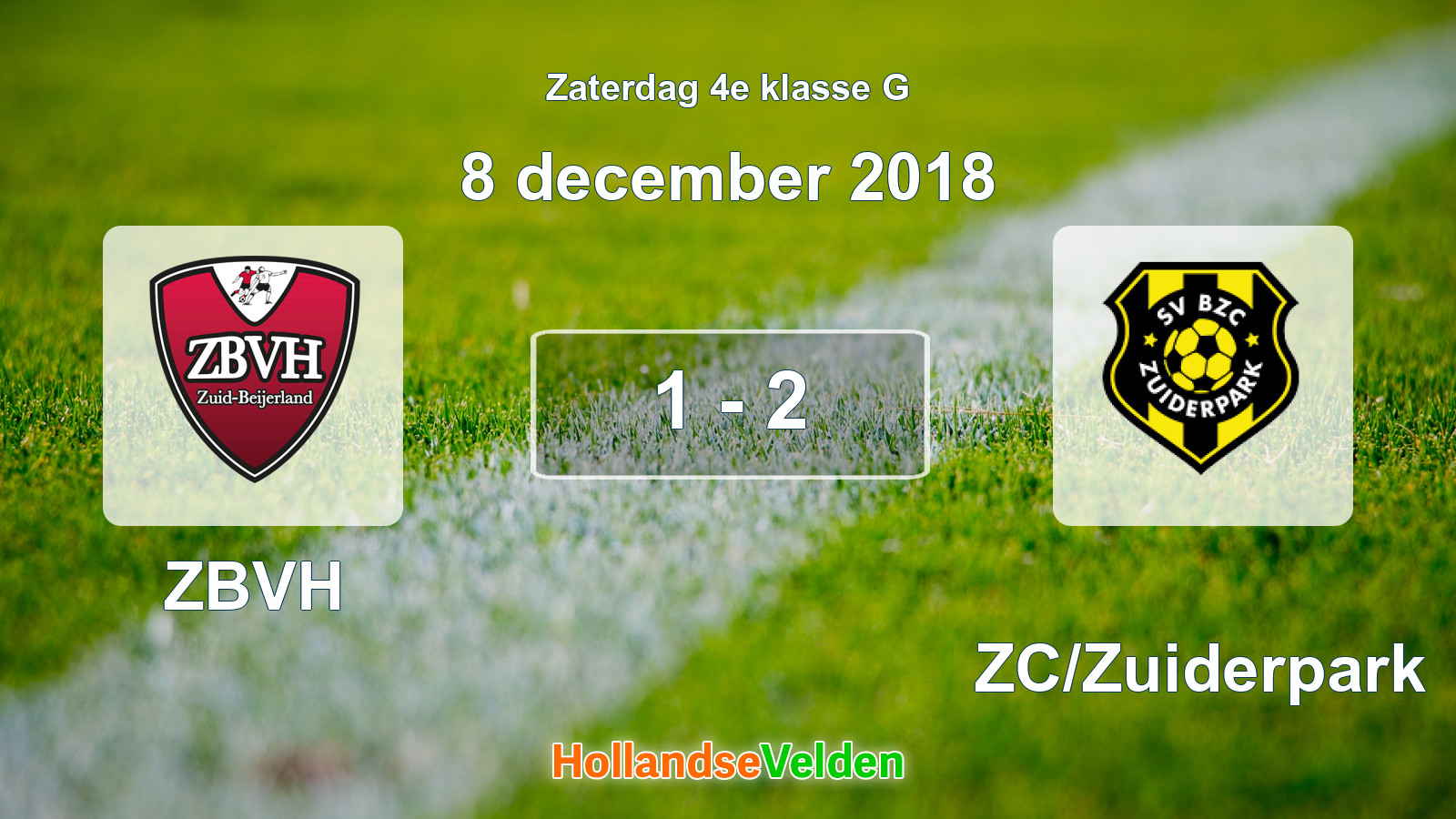 Gespeelde wedstrijd: ZBVH - BZC/Zuiderpark 1 - 2 (8 december 2018)