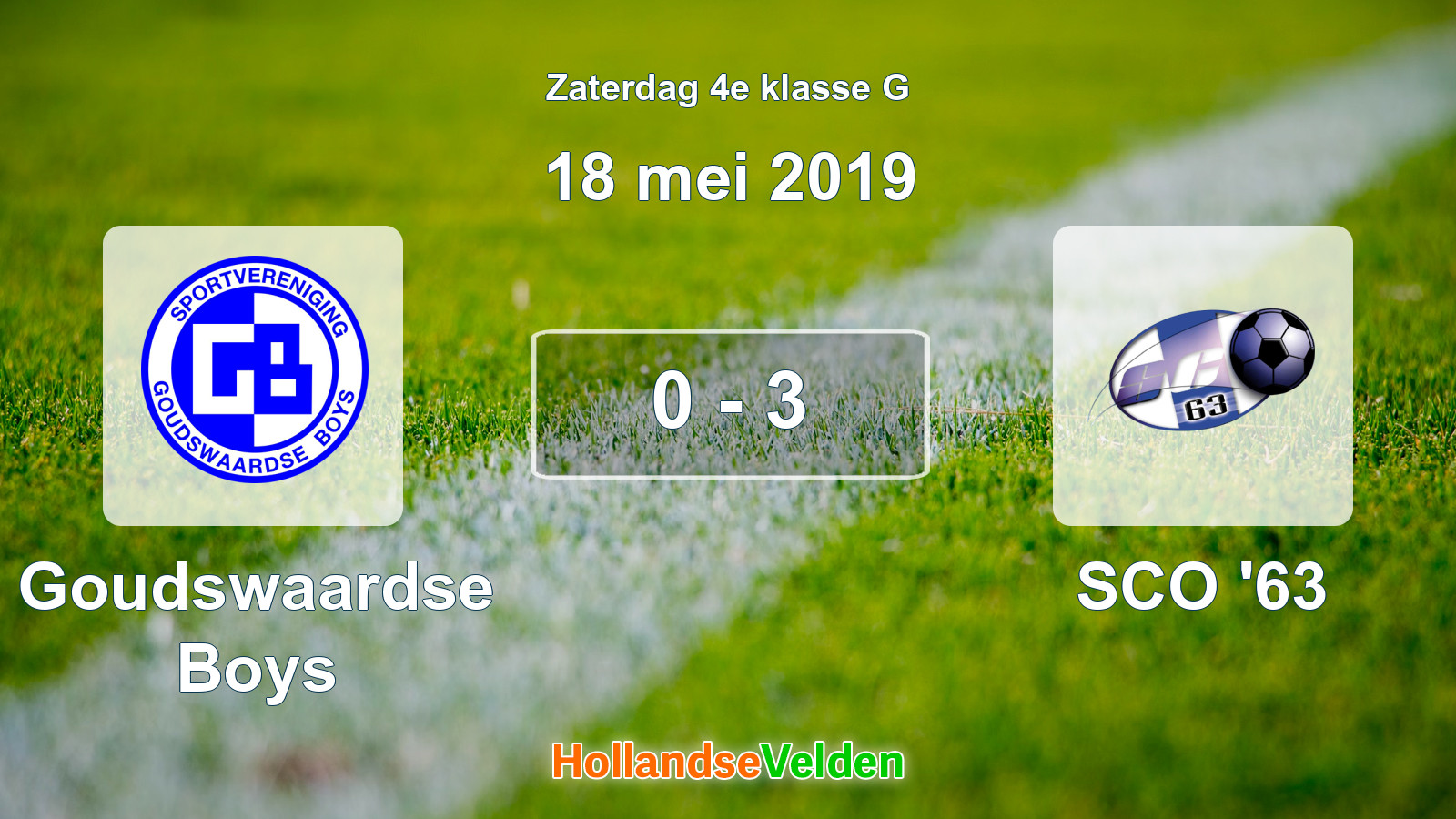 Gespeelde wedstrijd: Goudswaardse Boys - SCO '63 0 - 3 (18 mei 2019)
