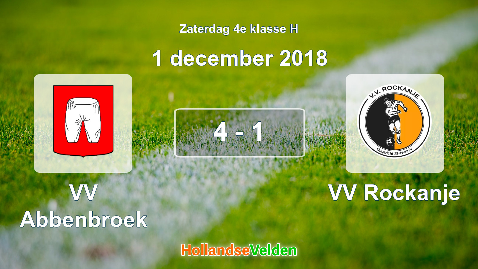 Gespeelde wedstrijd: VV Abbenbroek - VV Rockanje 4 - 1 (1 december 2018)