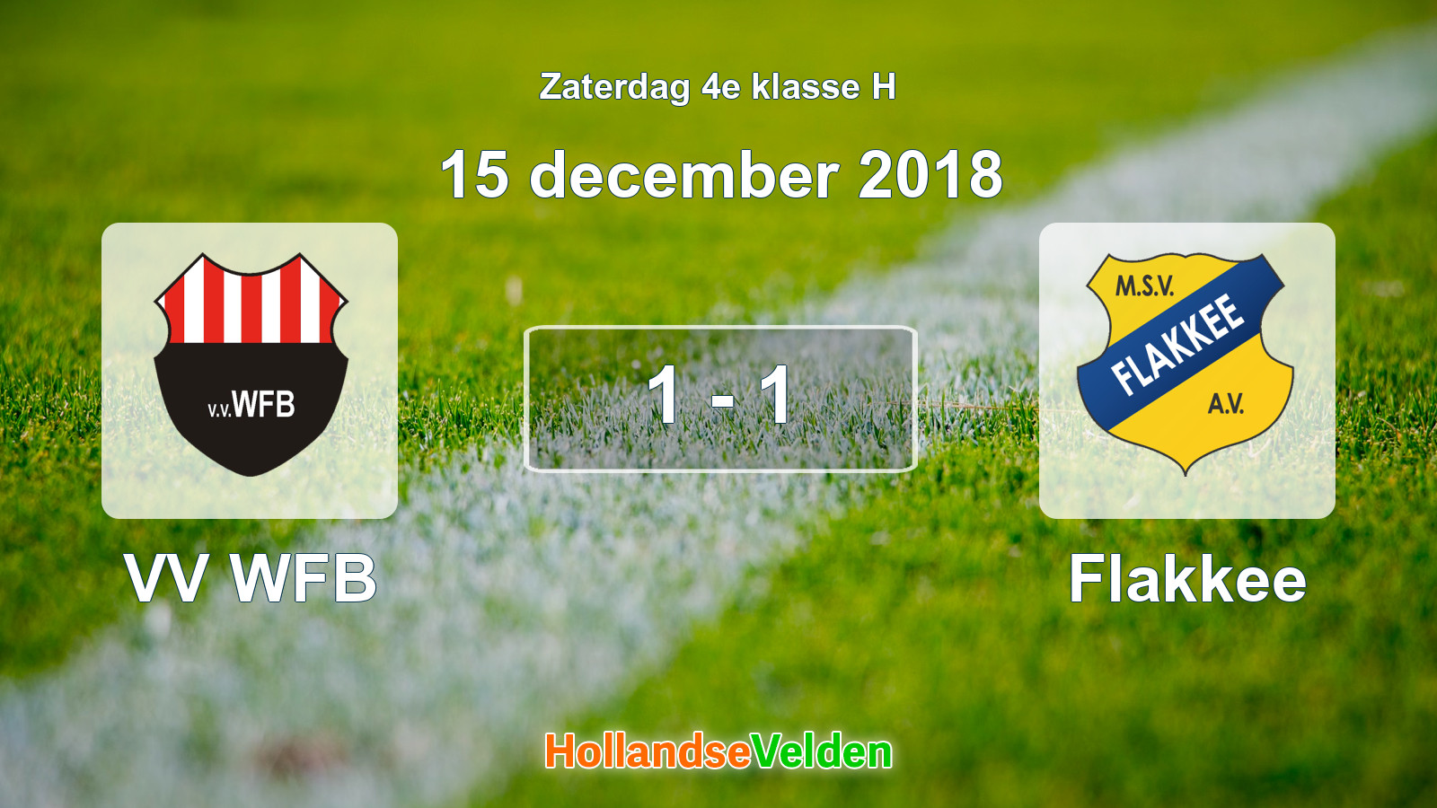 Gespeelde wedstrijd: VV WFB - Flakkee 1 - 1 (15 december 2018)