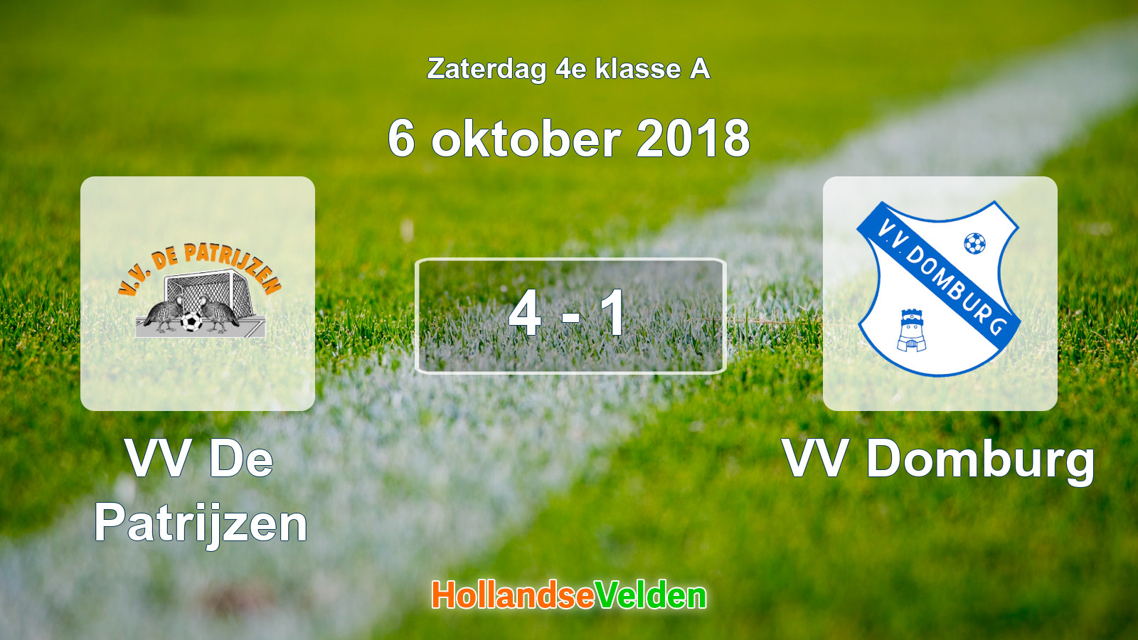 Gespeelde wedstrijd: VV De Patrijzen - VV Domburg 4 - 1 (6 oktober 2018)