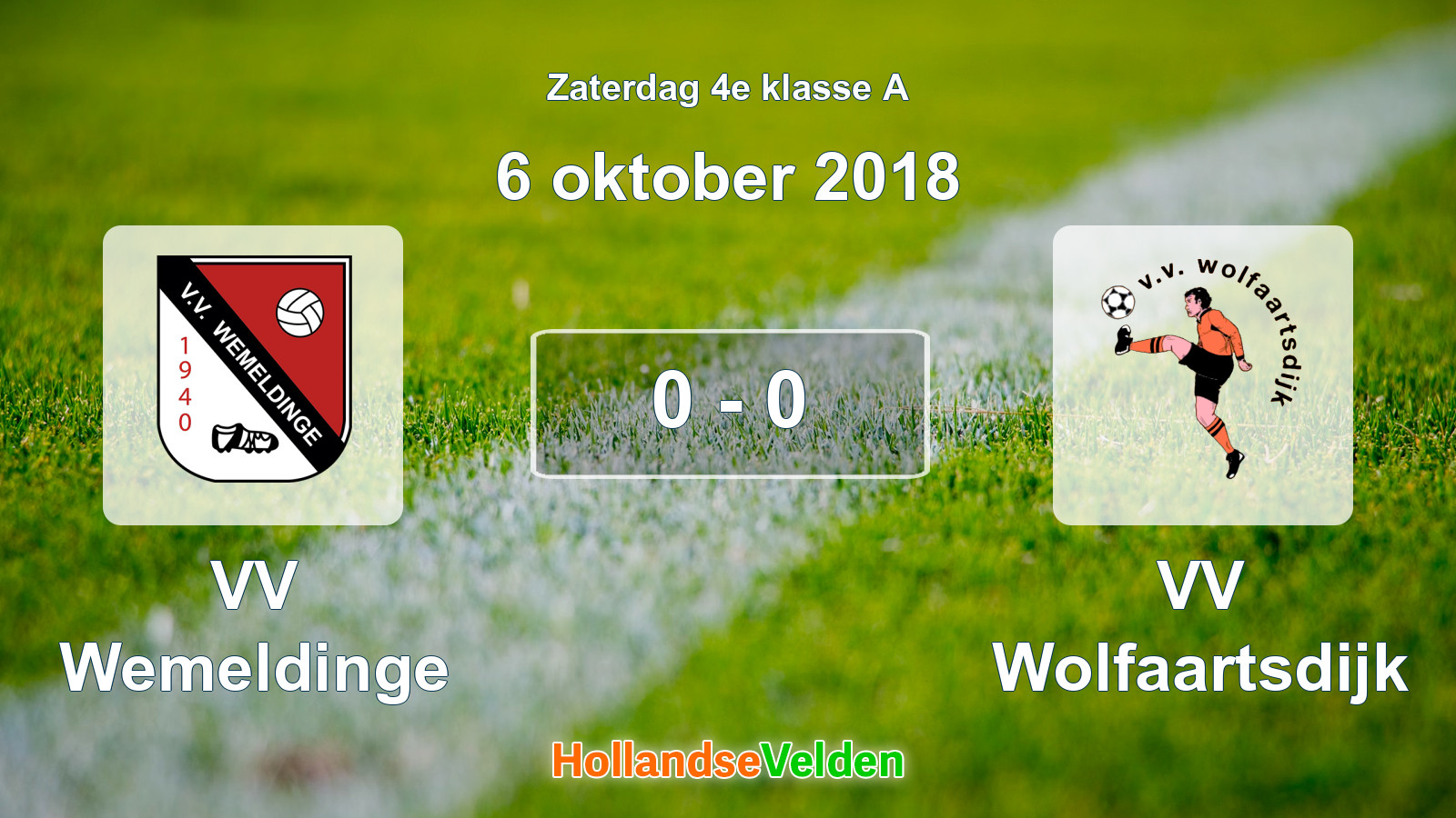 Gespeelde wedstrijd: VV Wemeldinge - VV Wolfaartsdijk 0 - 0 (6 oktober 2018)