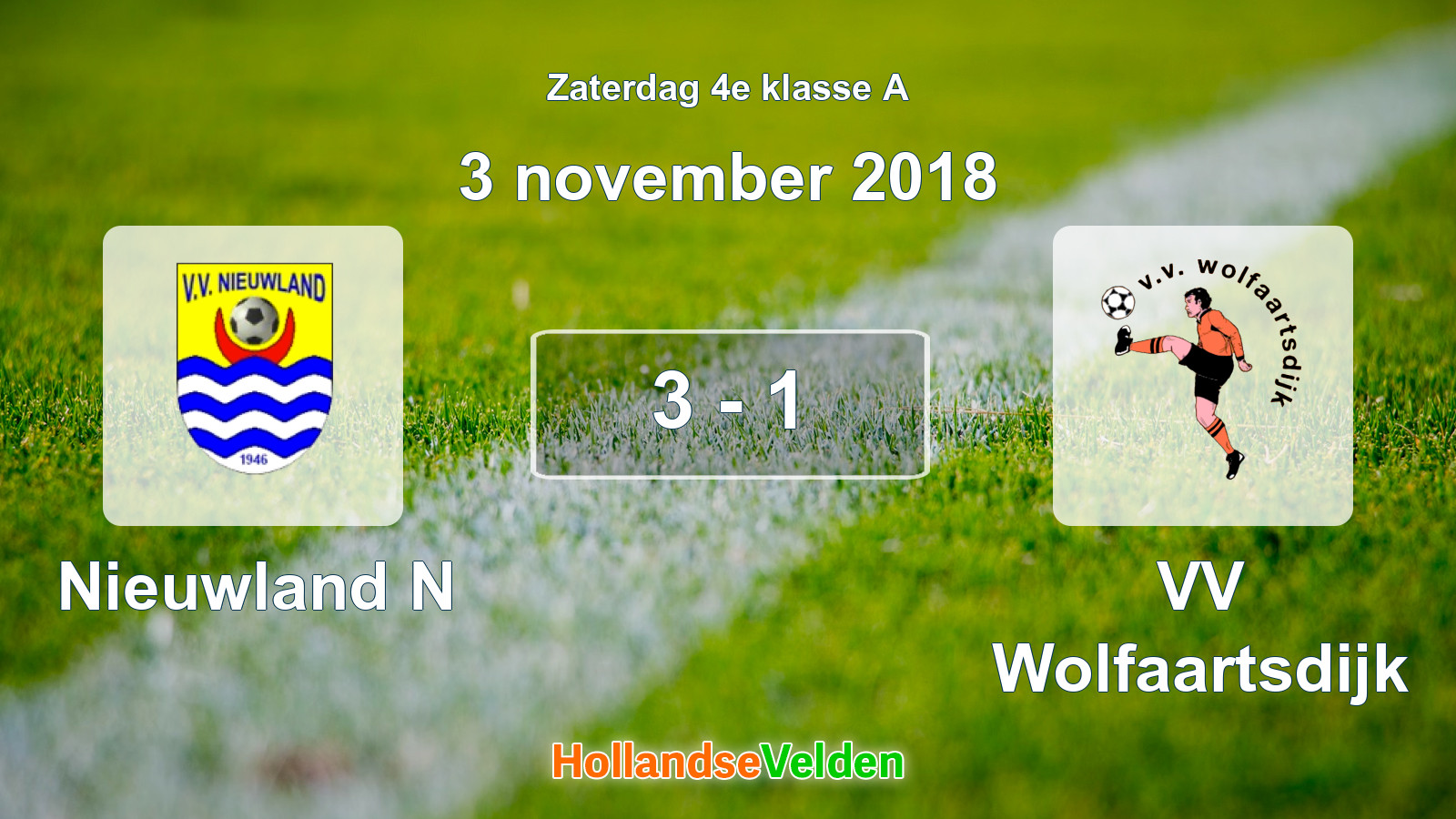 Gespeelde wedstrijd: Nieuwland N - VV Wolfaartsdijk 3 - 1 (3 november 2018)
